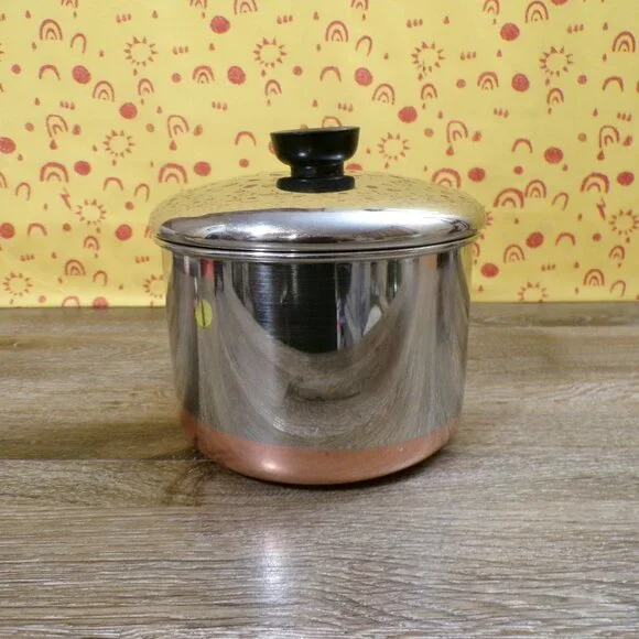 REVERE WARE Vintage 2 Qt Stainless Saucepan Copper Bottom, Rome NY, USA - Picture 2 of 13